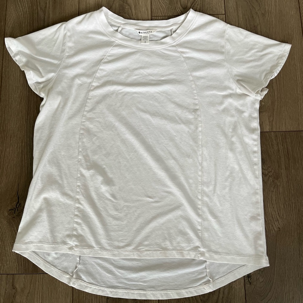 Athleta Skyway Flutter Sleeve Oversized White T-Shirt